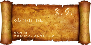 Káldi Ida névjegykártya